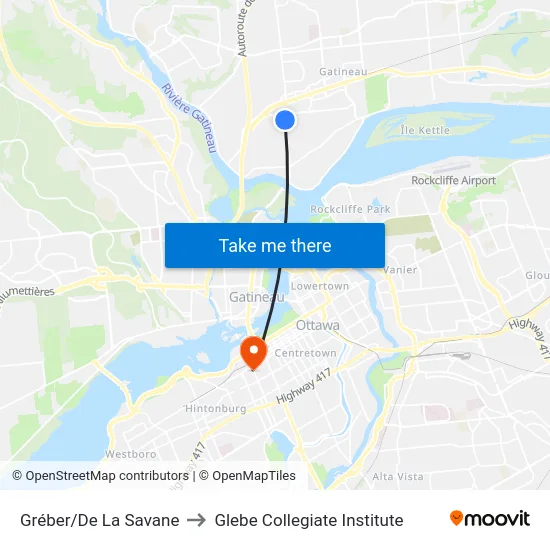 Gréber/De La Savane to Glebe Collegiate Institute map