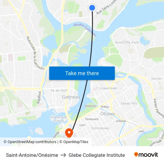 Saint-Antoine/Onésime to Glebe Collegiate Institute map