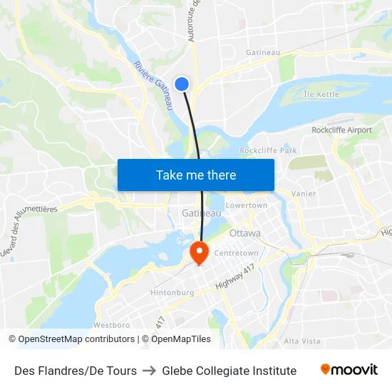 Des Flandres/De Tours to Glebe Collegiate Institute map