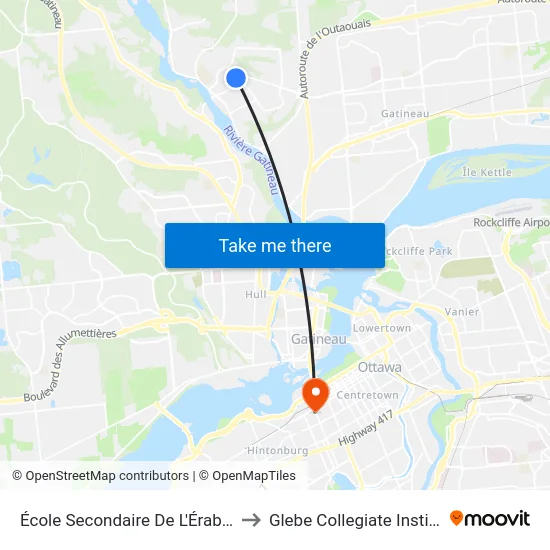 École Secondaire De L'Érablière to Glebe Collegiate Institute map