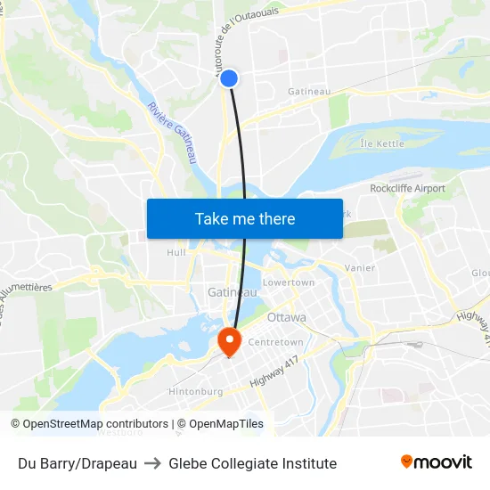 Du Barry/Drapeau to Glebe Collegiate Institute map
