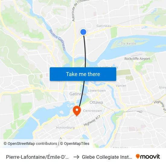 Pierre-Lafontaine/Émile-D'Auray to Glebe Collegiate Institute map