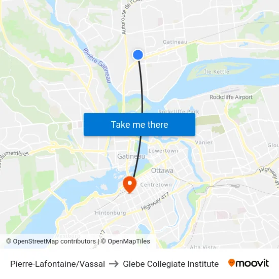 Pierre-Lafontaine/Vassal to Glebe Collegiate Institute map