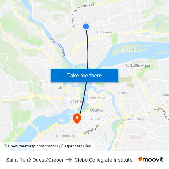 Saint-René Ouest/Gréber to Glebe Collegiate Institute map