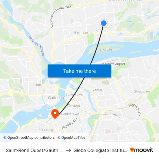 Saint-René Ouest/Gauthier to Glebe Collegiate Institute map