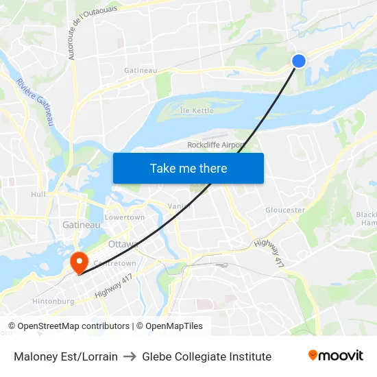 Maloney Est/Lorrain to Glebe Collegiate Institute map