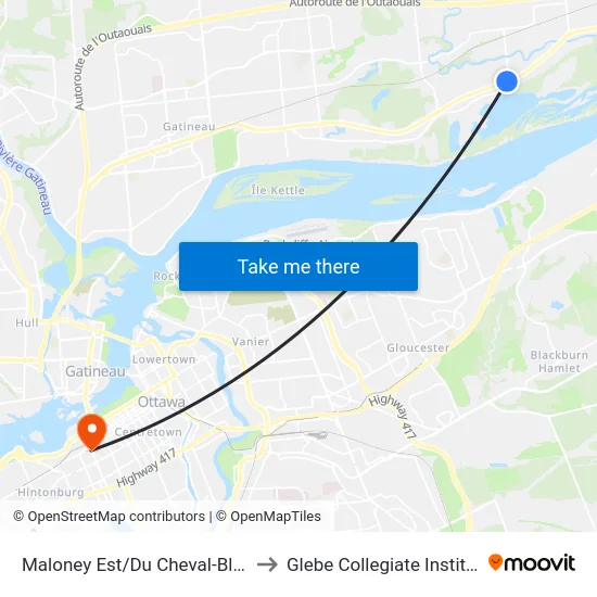 Maloney Est/Du Cheval-Blanc to Glebe Collegiate Institute map