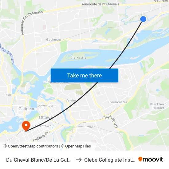 Du Cheval-Blanc/De La Galéasse to Glebe Collegiate Institute map