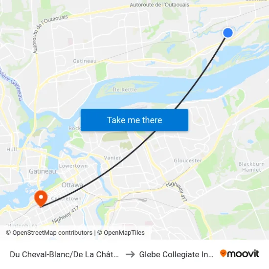 Du Cheval-Blanc/De La Châteauguay to Glebe Collegiate Institute map