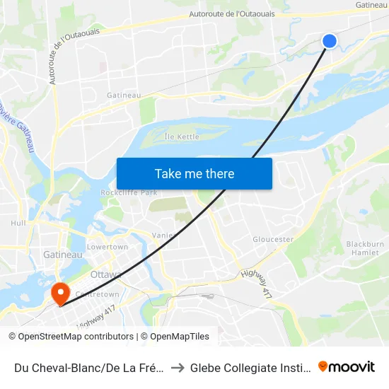 Du Cheval-Blanc/De La Frégate to Glebe Collegiate Institute map
