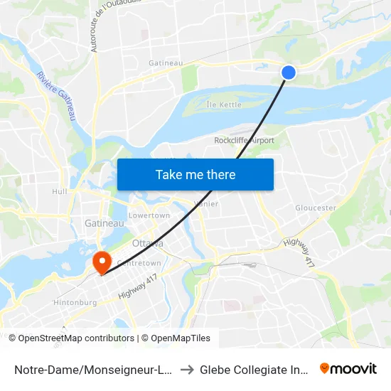 Notre-Dame/Monseigneur-Lemieux to Glebe Collegiate Institute map