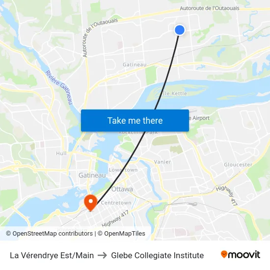 La Vérendrye Est/Main to Glebe Collegiate Institute map