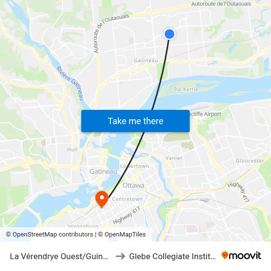 La Vérendrye Ouest/Guindon to Glebe Collegiate Institute map