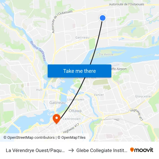 La Vérendrye Ouest/Paquette to Glebe Collegiate Institute map