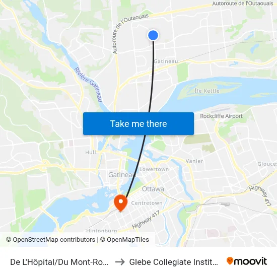 De L'Hôpital/Du Mont-Royal to Glebe Collegiate Institute map