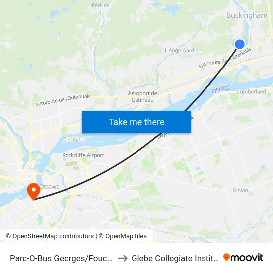 Parc-O-Bus Georges/Foucault to Glebe Collegiate Institute map