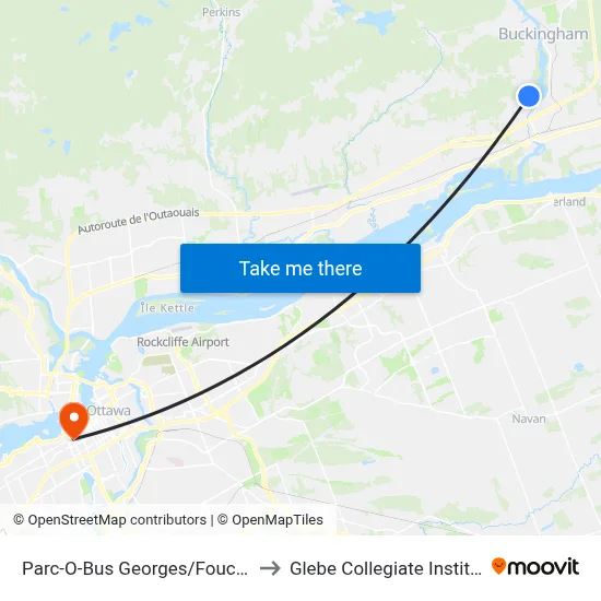 Parc-O-Bus Georges/Foucault to Glebe Collegiate Institute map
