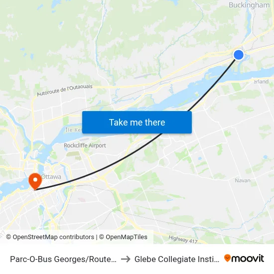 Parc-O-Bus Georges/Route 148 to Glebe Collegiate Institute map