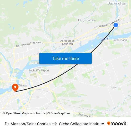 De Masson/Saint-Charles to Glebe Collegiate Institute map