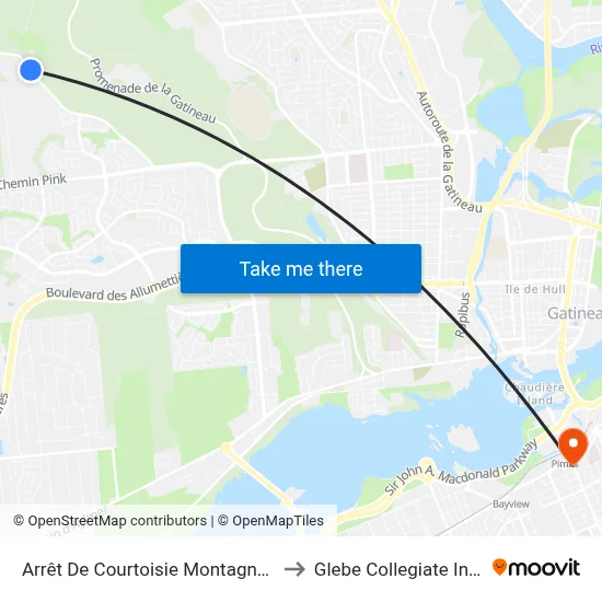 Arrêt De Courtoisie Montagne/Zéphyr to Glebe Collegiate Institute map