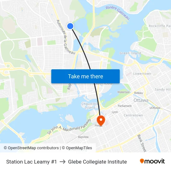Station Lac Leamy #1 to Glebe Collegiate Institute map