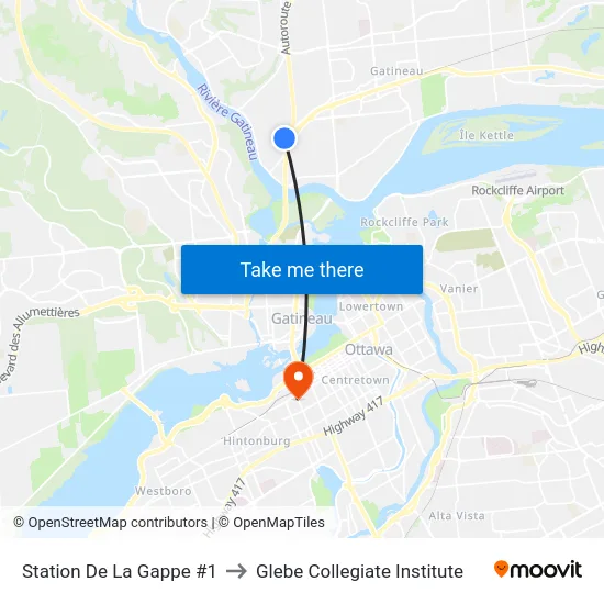 Station De La Gappe #1 to Glebe Collegiate Institute map