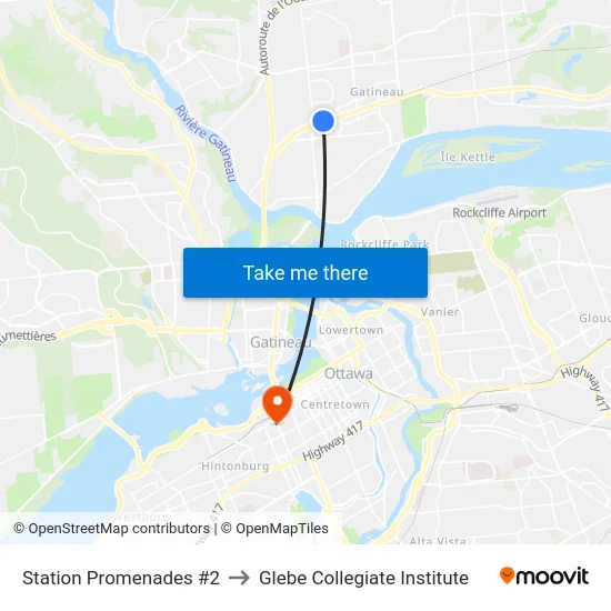 Station Promenades #2 to Glebe Collegiate Institute map