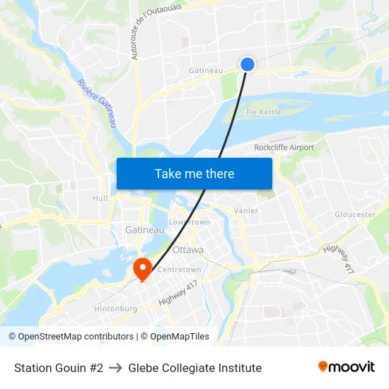 Station Gouin #2 to Glebe Collegiate Institute map
