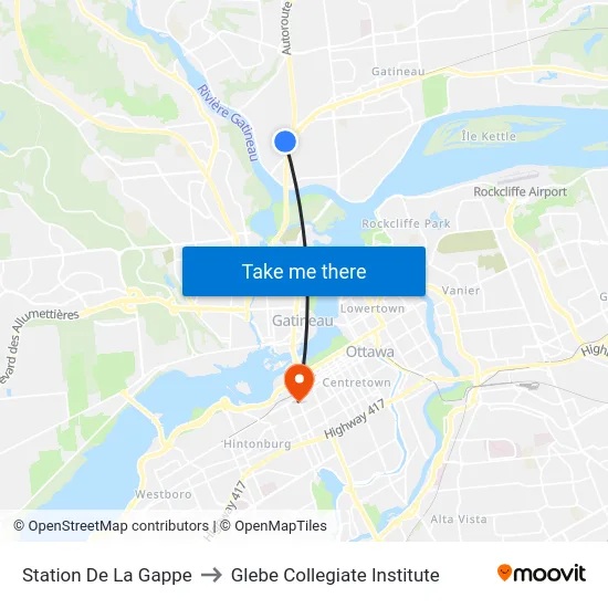 Station De La Gappe to Glebe Collegiate Institute map
