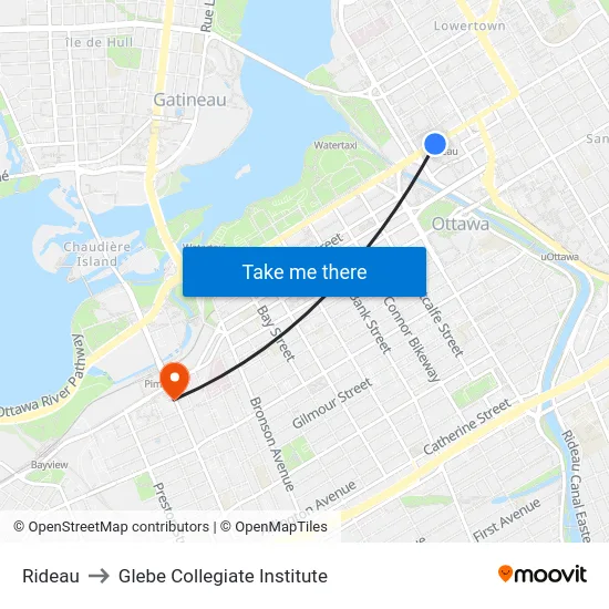 Rideau to Glebe Collegiate Institute map