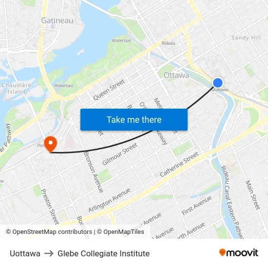 Uottawa to Glebe Collegiate Institute map