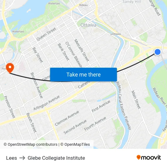 Lees to Glebe Collegiate Institute map