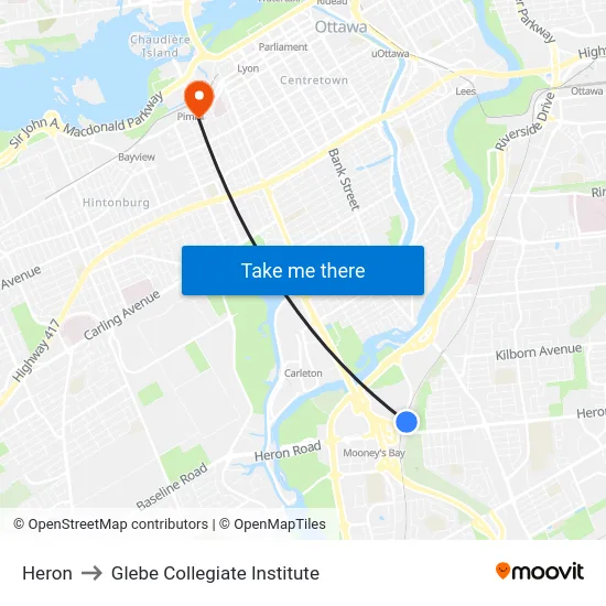 Heron to Glebe Collegiate Institute map