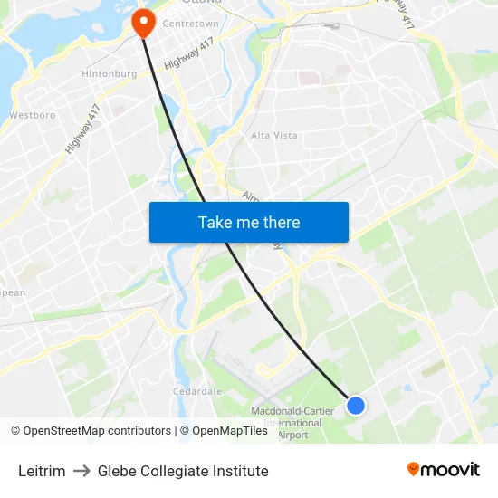 Leitrim to Glebe Collegiate Institute map