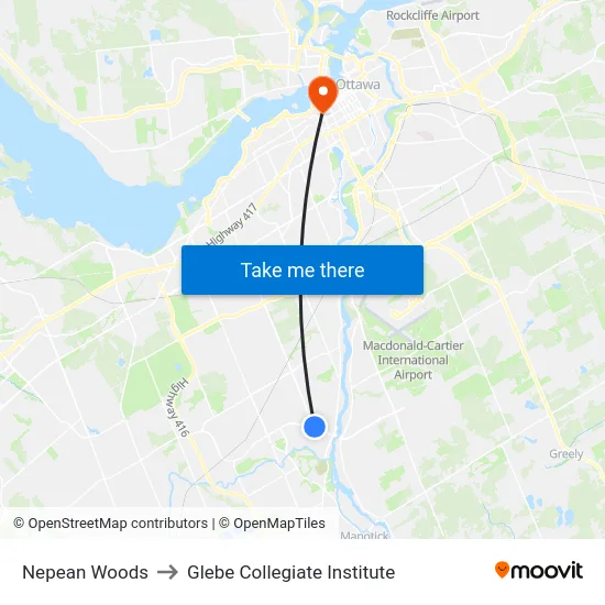 Nepean Woods to Glebe Collegiate Institute map