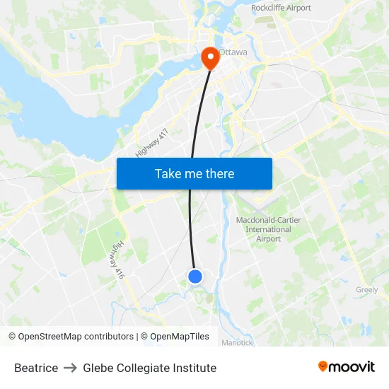 Beatrice to Glebe Collegiate Institute map