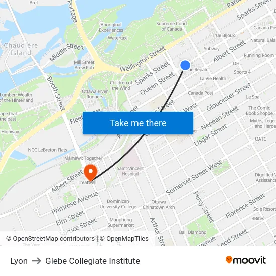 Lyon to Glebe Collegiate Institute map