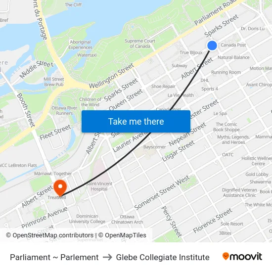 Parliament ~ Parlement to Glebe Collegiate Institute map