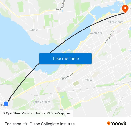 Eagleson to Glebe Collegiate Institute map