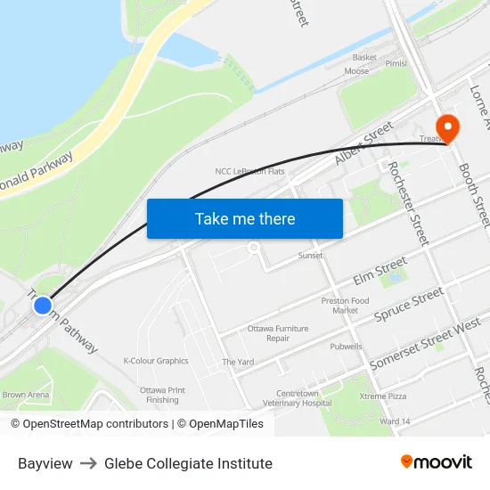 Bayview to Glebe Collegiate Institute map