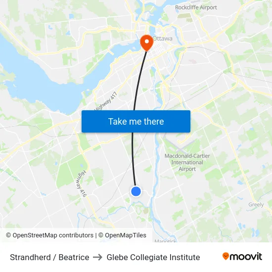 Strandherd / Beatrice to Glebe Collegiate Institute map