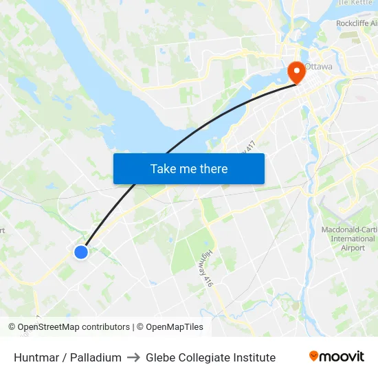 Huntmar / Palladium to Glebe Collegiate Institute map