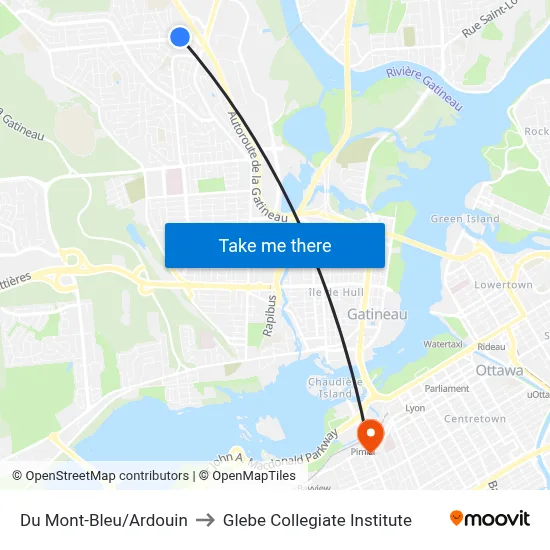 Du Mont-Bleu/Ardouin to Glebe Collegiate Institute map
