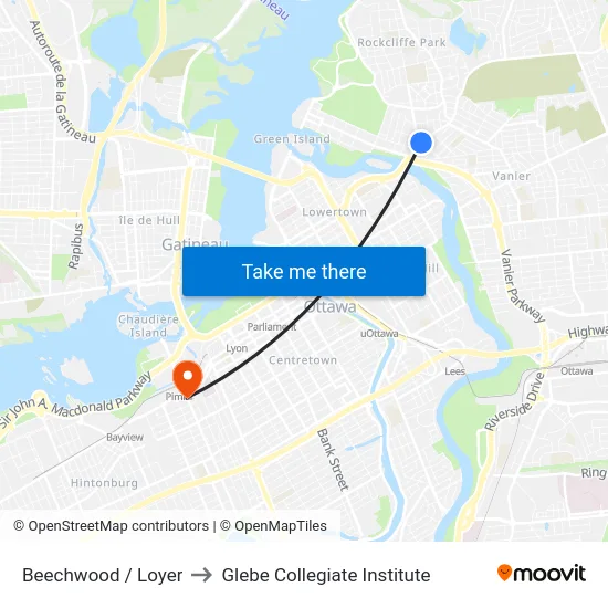Beechwood / Loyer to Glebe Collegiate Institute map