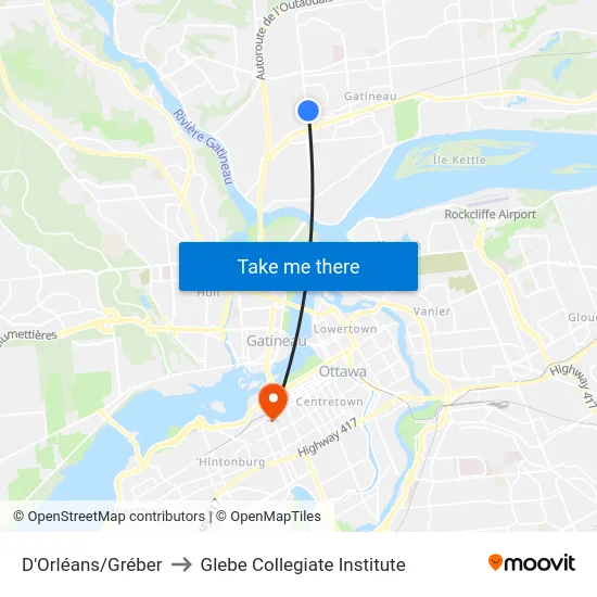 D'Orléans/Gréber to Glebe Collegiate Institute map