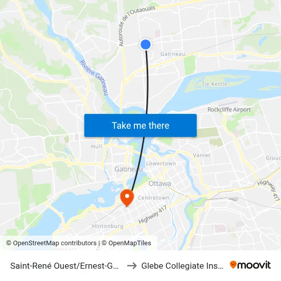 Saint-René Ouest/Ernest-Gaboury to Glebe Collegiate Institute map