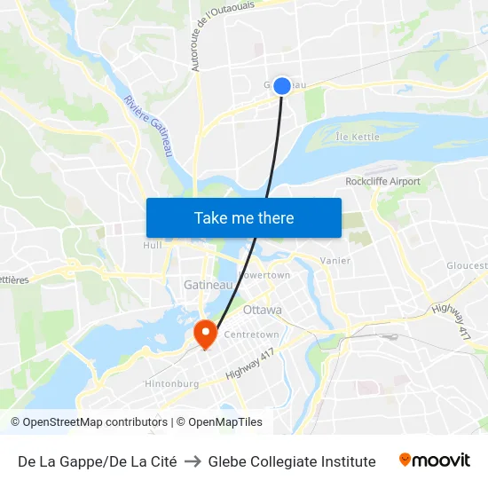 De La Gappe/De La Cité to Glebe Collegiate Institute map
