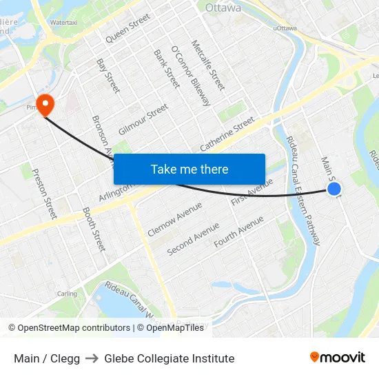 Main / Clegg to Glebe Collegiate Institute map
