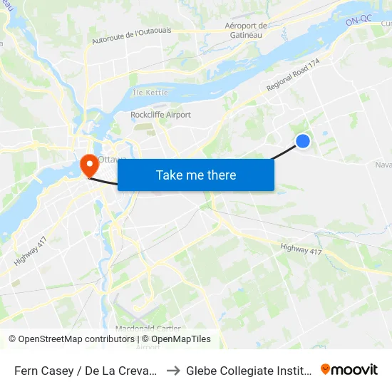 Fern Casey / De La Crevasse to Glebe Collegiate Institute map