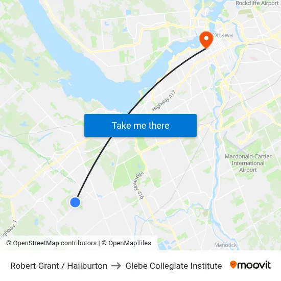 Robert Grant / Hailburton to Glebe Collegiate Institute map